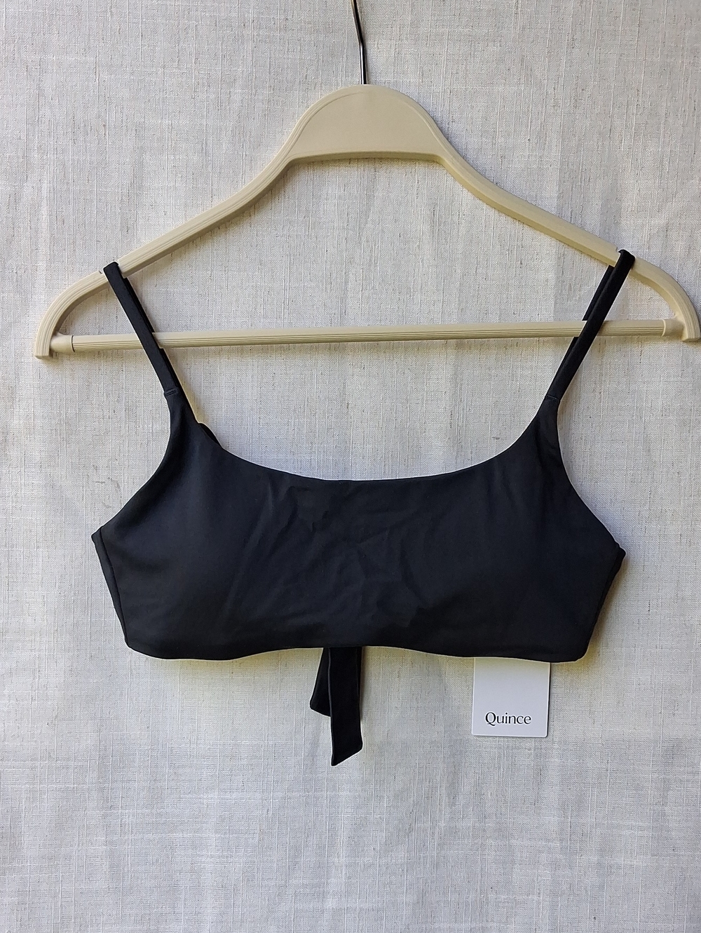 Quince Italian Black Tie-Back Bikini Top S